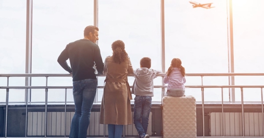 family at the airport