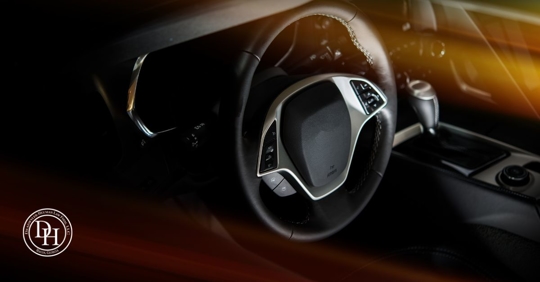 steering wheel of car